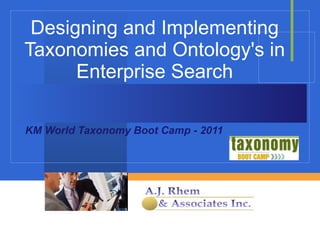 Designing and Implementing Taxonomies and Ontology's in Enterprise Search KM World Taxonomy Boot Camp - 2011 