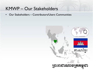 KMWP – Our Stakeholders Our Stakeholders – Contributors/Users Communities 