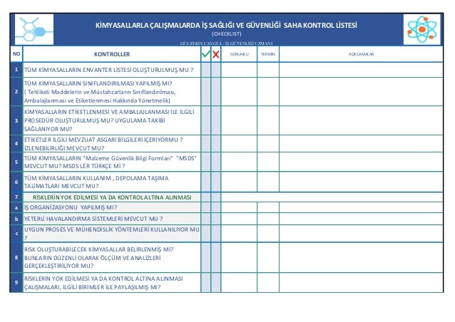 İsg saha kontrol formu