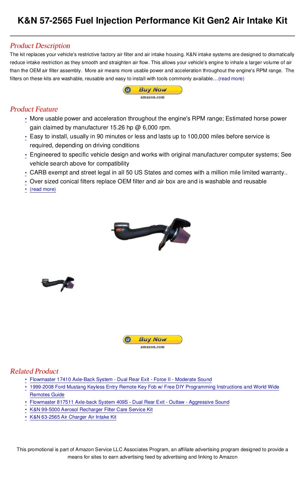 K&n 57 2565 fuel injection performance kit gen2 air intake kit