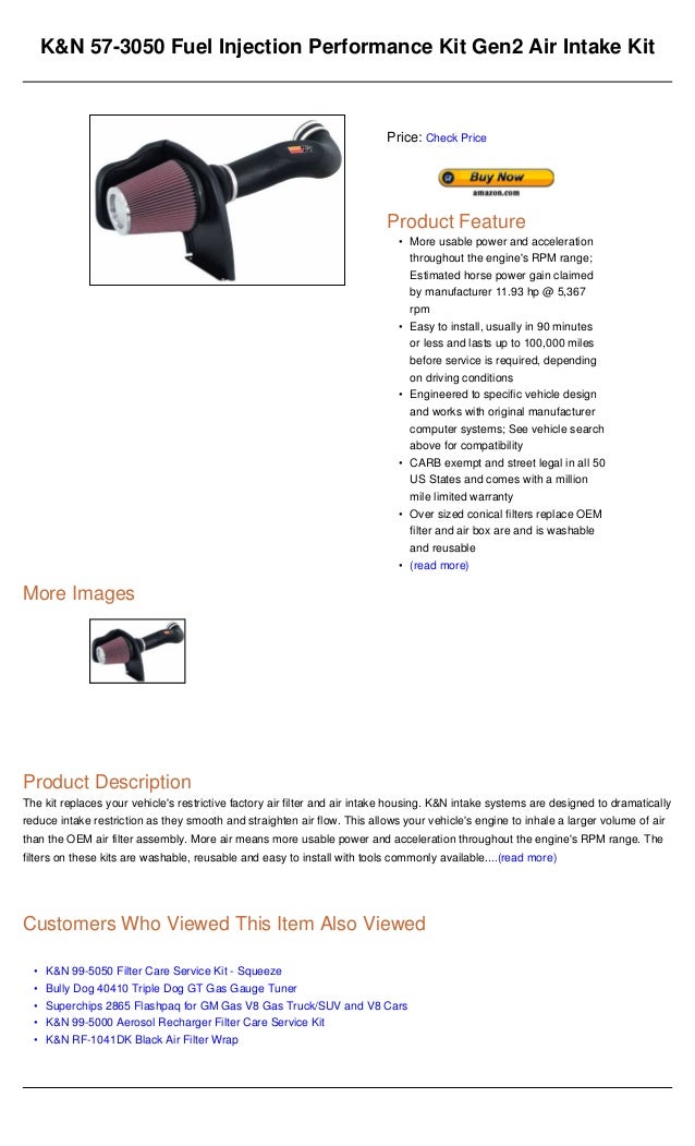 K&n 57 3050 fuel injection performance kit gen2 air intake kit