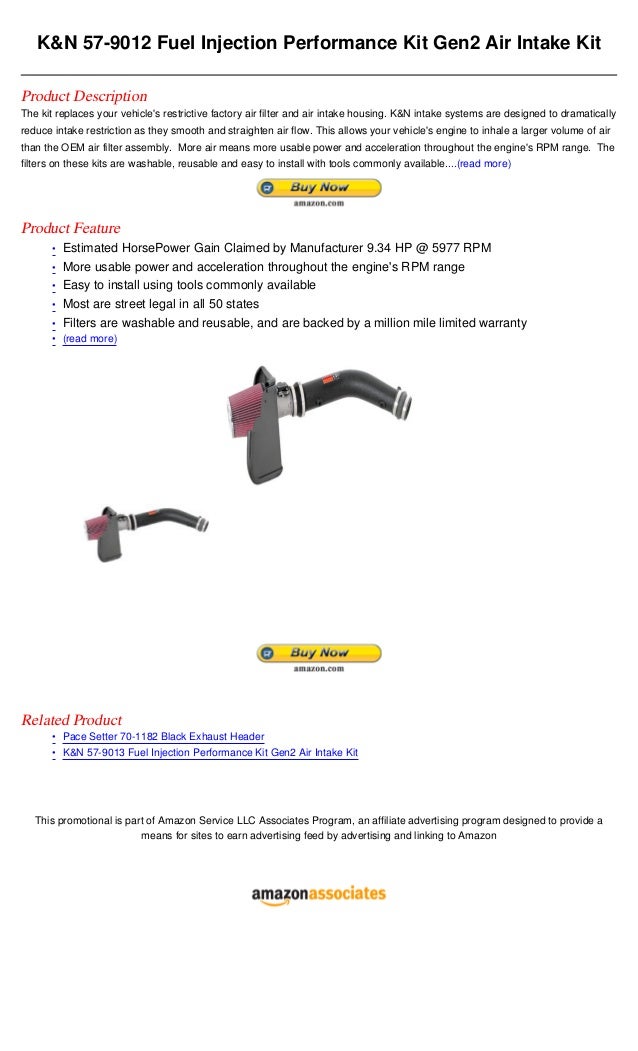 K&n 57 9012 fuel injection performance kit gen2 air intake kit