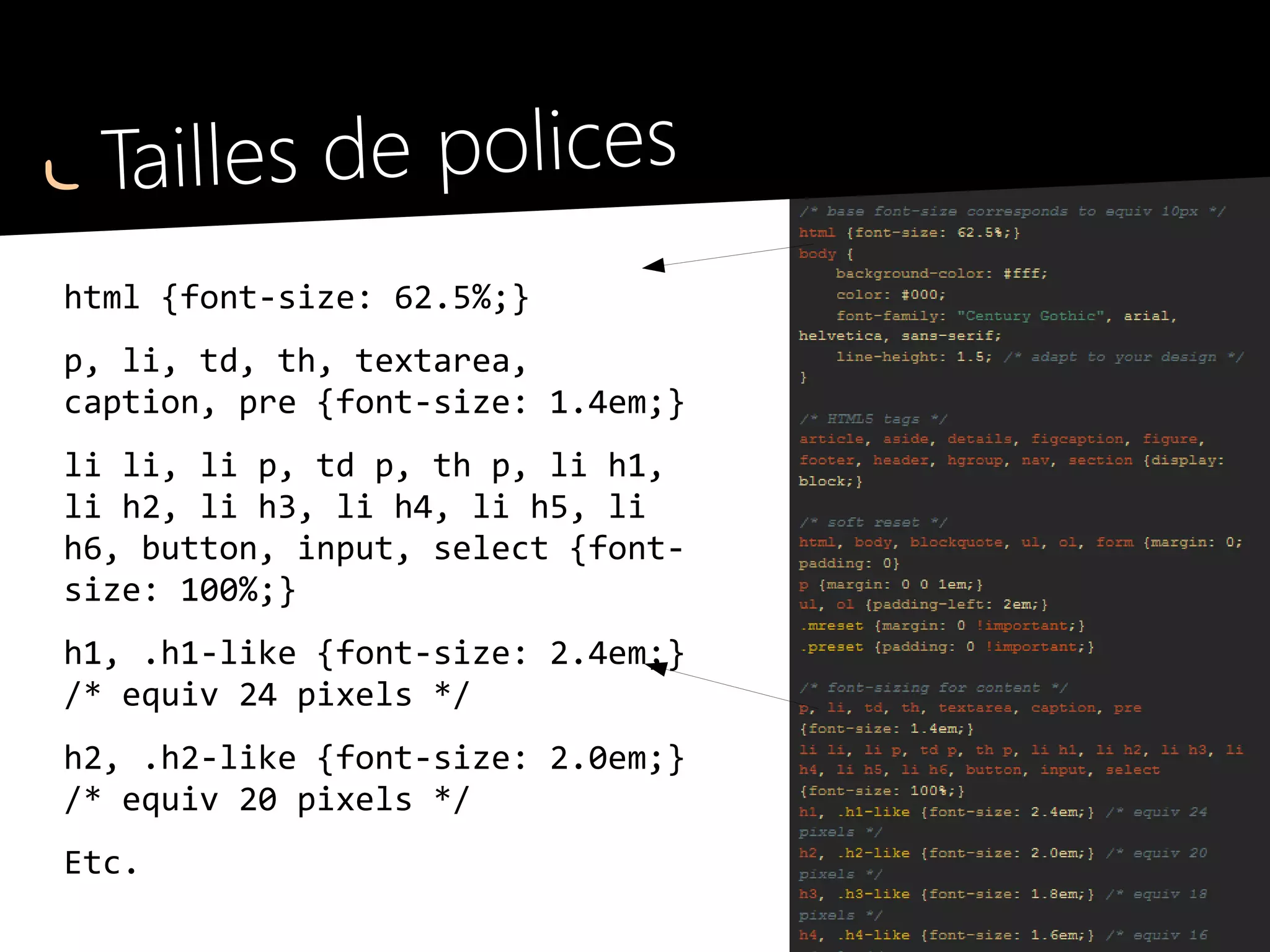 Alignements
.left {float: left;}
.right {float: right;}
.center {margin: auto}
.txtleft {text-align: left}
.txtright {text-align: right}
.txtcenter {text-align: center}
 