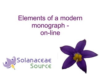 Elements of a modern monograph - on-line 