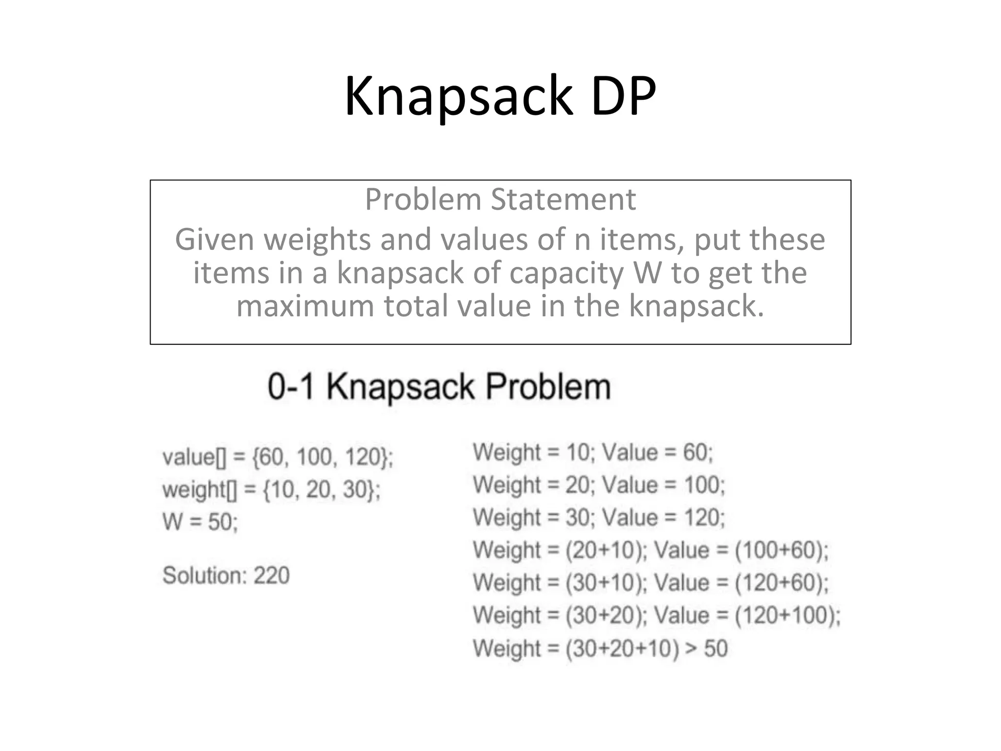 Knapsack dp