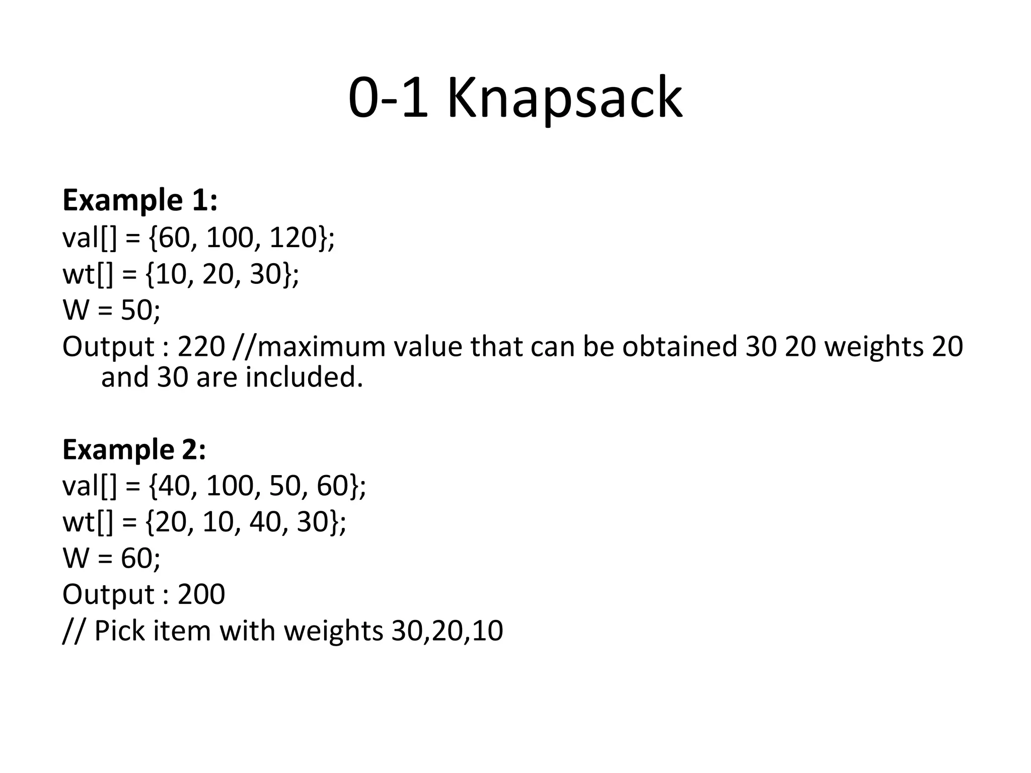 Knapsack dp