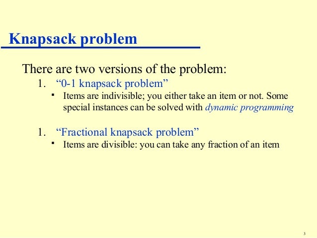 Knapsack problem
