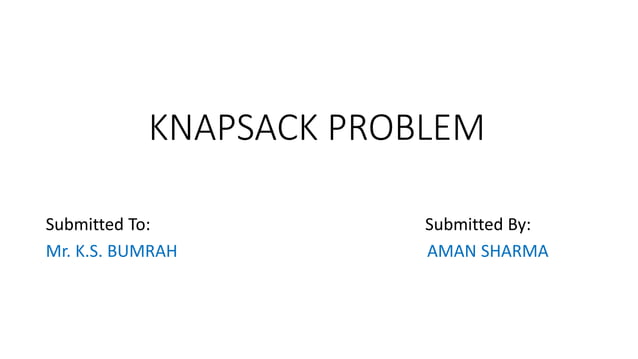 Knapsack problem | PPT