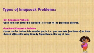 Fractional Knapsack Problem with Dora Example in Java | PPT