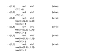 Knapsack problem using dynamic programming | PPT