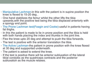 Anatomy and Examination of the Knee | PPTX