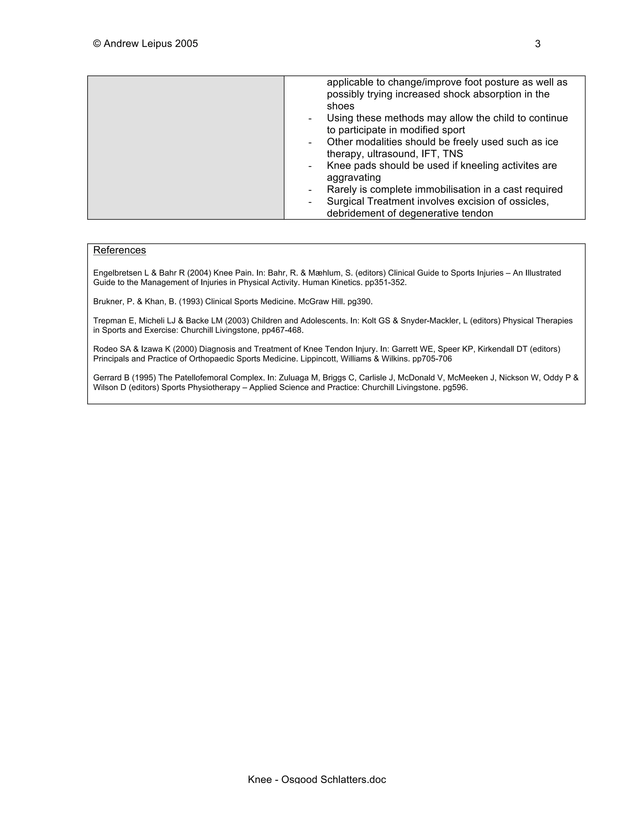 osgood schlatters disease (OSD) of knee joint | PDF