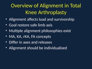 Comprehensive Biomechanics and Alignment in Total Knee Arthroplasty | PPTX