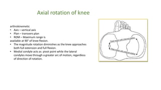 Axial Rotation Pt BIOMECHANICS & PATHOMECHANICS OF KNEE JOINT AND PATELLOFEMORAL JOINT | PPTX