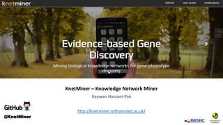 KnetMiner – Knowledge Network Miner
Keywan Hassani-Pak
http://knetminer.rothamsted.ac.uk/
@KnetMiner
 