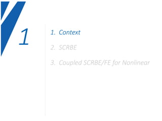 1 1. Context
2. SCRBE
3. Coupled SCRBE/FE for Nonlinear
 