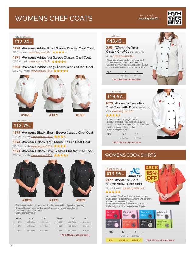 KNG Womens White Classic Short Sleeve Chef Coat