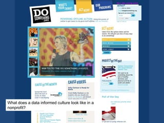 What does a data informed culture look like in a
nonprofit?
 