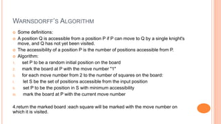 Warnsdoff Algorithm Knights tour | PPTX