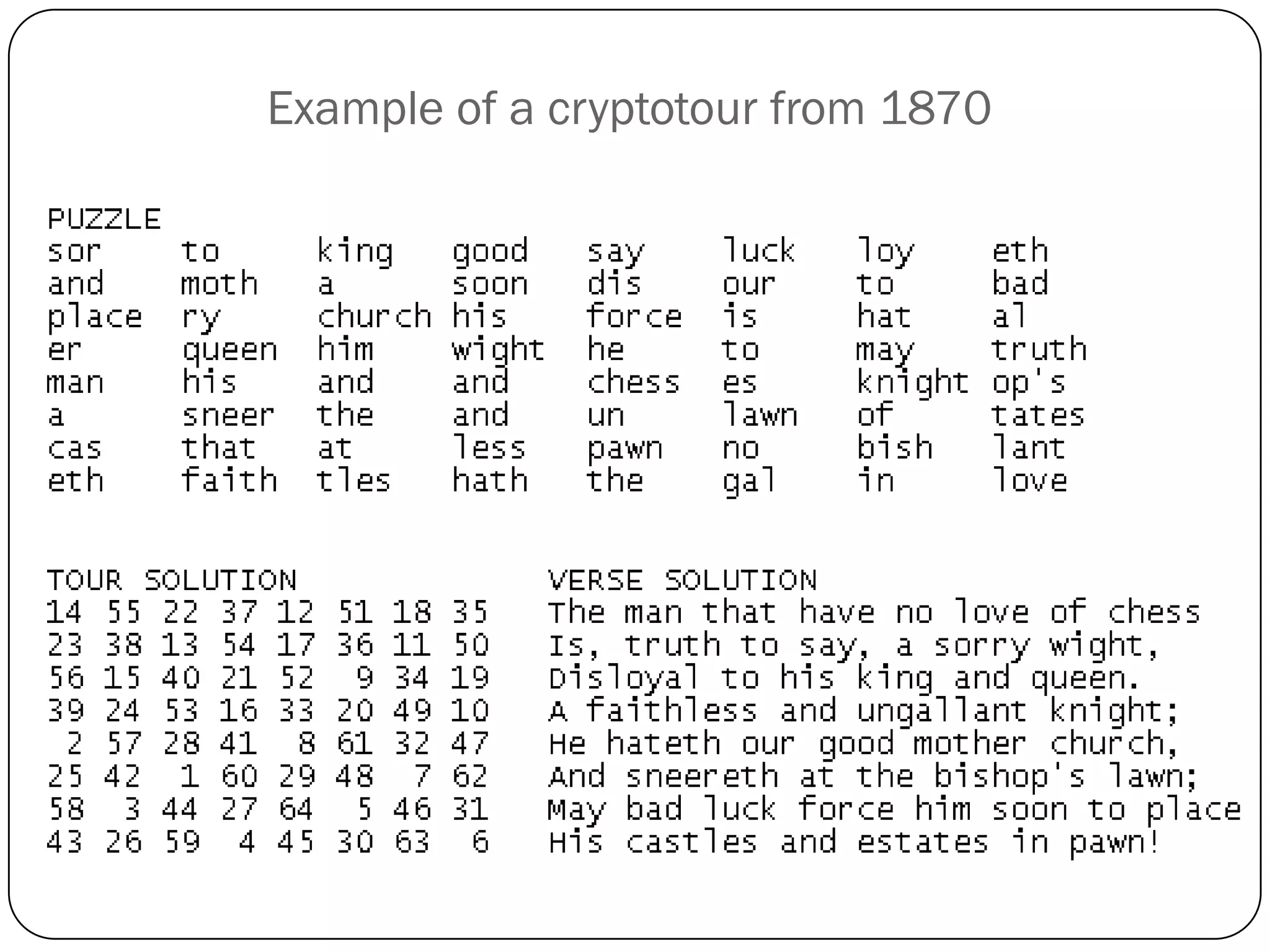Example of a cryptotour from 1870
 