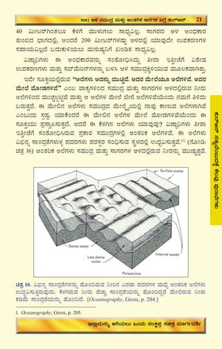 25
PÀÄgïD£ï¸ÀvÀåªÉA§ÄzÀPÉÌPÉ®ªÀÅ¥ÀÅgÁªÉUÀ¼ÀÄ
40 «ÄÃlgïVAvÀ®Æ PÉ¼ÀUÉ ªÀÄÄ¼ÀÄUÀ®Ä ¸ÁzsÀå«®è. ¸ÁUÀgÀzÀ D¼À CAzsÀPÁgÀ
vÀÄA©zÀ ¨sÁUÀzÀ°è, CAzÀgÉ 200 «ÄÃlgïUÀ¼ÀμÀÄÖ D¼ÀzÀ°è AiÀiÁªÀÅzÉÃ G¥ÀPÀgÀtUÀ¼À
¸ÀºÁAiÀÄ«®èzÉ §zÀÄPÀÄ½AiÀÄ®Ä ªÀÄ£ÀÄμÀå¤UÉ RArvÀ ¸ÁzsÀå«®è.
«eÁÕ¤UÀ¼ÀÄ F CAzsÀPÁgÀªÀ£ÀÄß ¸ÀA±ÉÆÃ¢ü¹zÀÄÝ wÃgÁ EwÛÃZÉUÉ «±ÉÃμÀ
G¥ÀPÀgÀtUÀ¼ÀÄ ªÀÄvÀÄÛ ¸À¨ïªÉÄj£ïUÀ¼À£ÀÄß §¼À¹ D¼À ¸ÀªÀÄÄzÀæQÌ½AiÀÄÄªÀ ªÀÄÆ®PÀªÁVvÀÄÛ.
EzÉÃ ¸ÀÆQÛAiÀÄ°ègÀÄªÀ “C¯ÉUÀ¼ÀÄ CzÀ£ÀÄß ªÀÄÄaÑªÉ. CzÀgÀ ªÉÄÃ¯ÉAiÀÄÆ C¯ÉUÀ½ªÉ. CzÀgÀ
ªÉÄÃ¯É ªÉÆÃqÀUÀ½ªÉ” JA§ ªÁPÀåUÀ½AzÀ ¸ÀªÀÄÄzÀæ ªÀÄvÀÄÛ ¸ÁUÀgÀUÀ¼À D¼ÀzÀ°ègÀÄªÀ ¤ÃgÀÄ
C¯ÉUÀ½AzÀ ªÀÄÄZÀÑ®ànÖªÉ ªÀÄvÀÄÛ D C¯ÉUÀ¼À ªÉÄÃ¯É ¨ÉÃgÉ C¯ÉUÀ½ªÉAiÉÄAzÀÄ £ÀªÀÄUÉ w½zÀÄ
§gÀÄvÀÛzÉ. F ªÉÄÃ°£À C¯ÉUÀ¼ÀÄ ¸ÀªÀÄÄzÀæzÀ ªÉÄÃ¯ÉäöÊAiÀÄ°è £ÁªÀÅ PÁtÄªÀ C¯ÉUÀ¼ÁVªÉ
JA§ÄzÀÄ ¸ÀàμÀÖ. AiÀiÁPÉAzÀgÉ F ªÉÄÃ°£À C¯ÉUÀ¼À ªÉÄÃ¯É ªÉÆÃqÀUÀ½ªÉAiÉÄAzÀÄ F
¸ÀÆQÛAiÀÄÄ ¥Àæ¸ÁÛ¦¸ÀÄvÀÛzÉ. DzÀgÉ F PÉ¼ÀV£À C¯ÉUÀ¼ÀÄ AiÀiÁªÀÅªÀÅ? «eÁÕ¤UÀ¼ÀÄ wÃgÁ
EwÛÃZÉUÉ ¸ÀA±ÉÆÃ¢ü¹gÀÄªÀ ¥ÀæPÁgÀ ¸ÀªÀÄÄzÀæUÀ¼À°è DAvÀjPÀ C¯ÉUÀ½ªÉ. F C¯ÉUÀ¼ÀÄ
«©ü£Àß ¸ÁAzÀævÉUÀ¼ÀÄ¼Àî ¥ÀzÀgÀUÀ¼ÀÄ ¥ÀgÀ¸ÀàgÀ ¸ÀA¢ü¸ÀÄªÀ ¸ÀÜ¼ÀzÀ°è GzsÀâ«¸ÀÄvÀÛªÉ.(1)
(£ÉÆÃr:
avÀæ 16) DAvÀjPÀ C¯ÉUÀ¼ÀÄ ¸ÀªÀÄÄzÀæ ªÀÄvÀÄÛ ¸ÁUÀgÀUÀ¼À D¼ÀzÀ°ègÀÄªÀ ¤ÃgÀ£ÀÄß ªÀÄÄZÀÄÑvÀÛªÉ.
H) D¼À ¸ÀªÀÄÄzÀæ ªÀÄvÀÄÛ DAvÀjPÀ C¯ÉUÀ¼À §UÉÎ PÀÄgïD£ï 21
E¸ÁèªÀÄ£ÀÄß CjAiÀÄ®Ä MAzÀÄ ¸ÀAQë¥ÀÛ ¸ÀavÀæ ªÀiÁUÀðzÀ²ð
1. Oceanography, Gross, p. 205.
avÀæ 16. «©ü£Àß ¸ÁAzÀævÉUÀ¼À£ÀÄß ºÉÆA¢gÀÄªÀ ¤Ãj£À JgÀqÀÄ ¥ÀzÀgÀUÀ¼À ªÀÄzsÉå DAvÀjPÀ C¯ÉUÀ¼ÀÄ
GzÀã«¸ÀÄwÛgÀÄªÀÅzÀÄ. PÉ¼ÀVgÀÄªÀ ¤ÃgÀÄ ºÉZÀÄÑ ¸ÁAzÀævÉAiÀÄ£ÀÄß ºÉÆA¢zÀÝgÉ ªÉÄÃ°gÀÄªÀ ¤ÃgÀÄ
PÀrªÉÄ ¸ÁAzÀævÉAiÀÄ£ÀÄß ºÉÆA¢zÉ. [Oceanography, Gross, p. 204.]
 