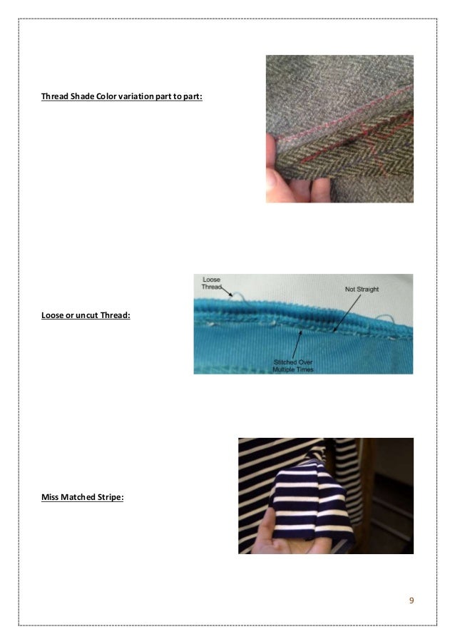 Knit and sewing defects