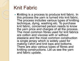 Knit febric pricing