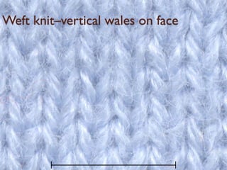 Weft knit–vertical wales on face
 