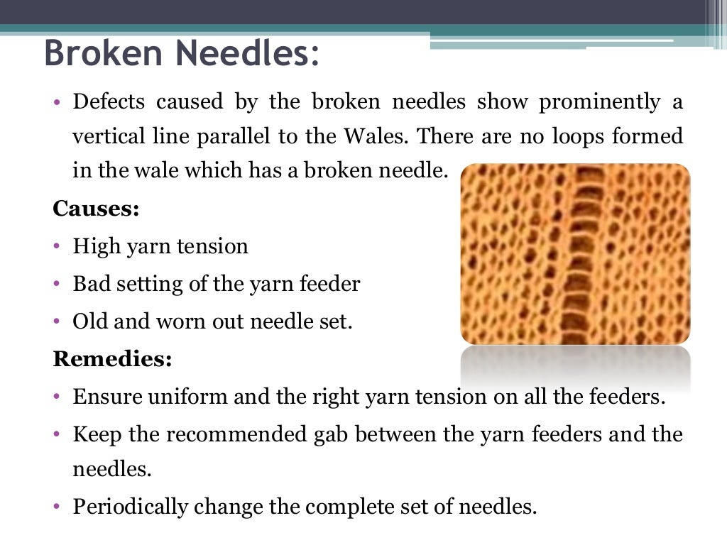 Knitting and defects