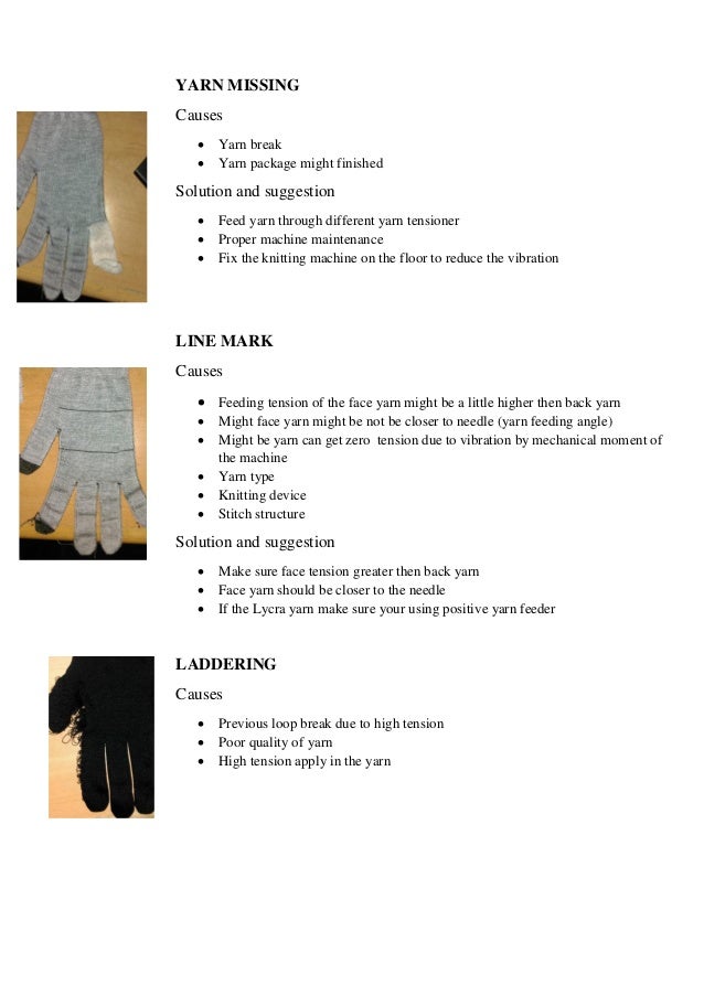 defects in Knit glove