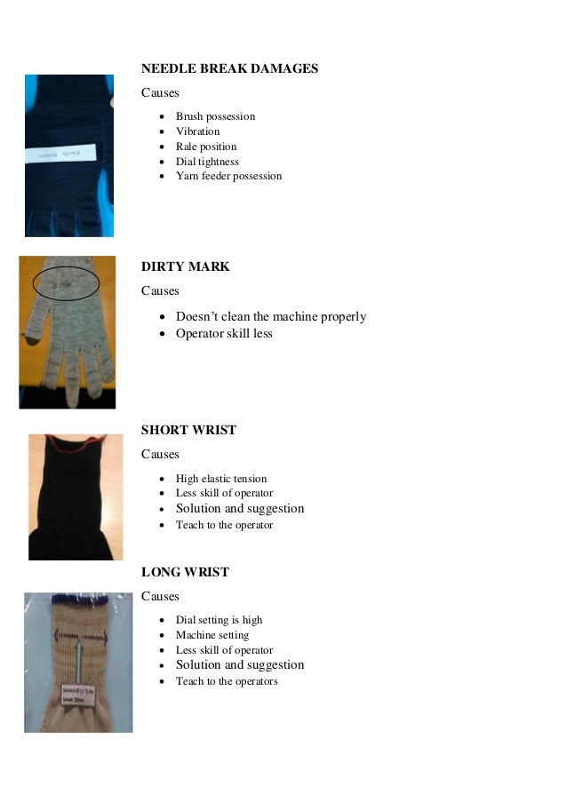 defects in Knit glove