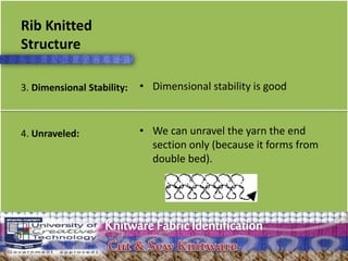 Knitware fabric identification | PPT - Ridge Formation In Knitted Fabric For Machinery Support
