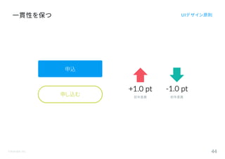 ©Astrolab Inc. 44
一貫性を保つ UIデザイン原則
申込
申し込む
+1.0 pt
前年差異
-1.0 pt
前年差異
 
