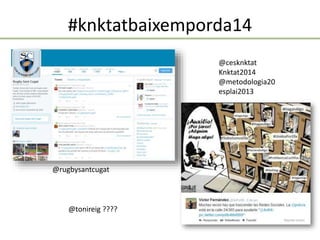 #knktatbaixemporda14
@rugbysantcugat
@cesknktat
Knktat2014
@metodologia20
esplai2013
@tonireig ????
 
