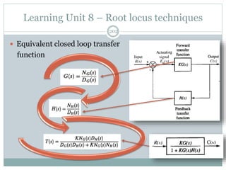Learning Unit 8 – Root locus techniques
202
 Equivalent closed loop transfer
function
 