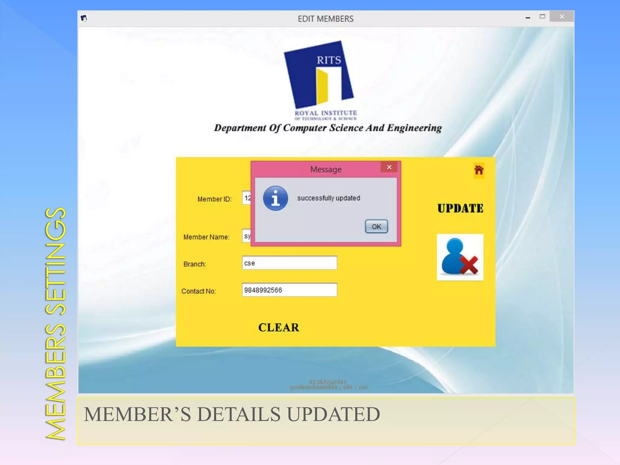 MEMBER’S DETAILS UPDATED