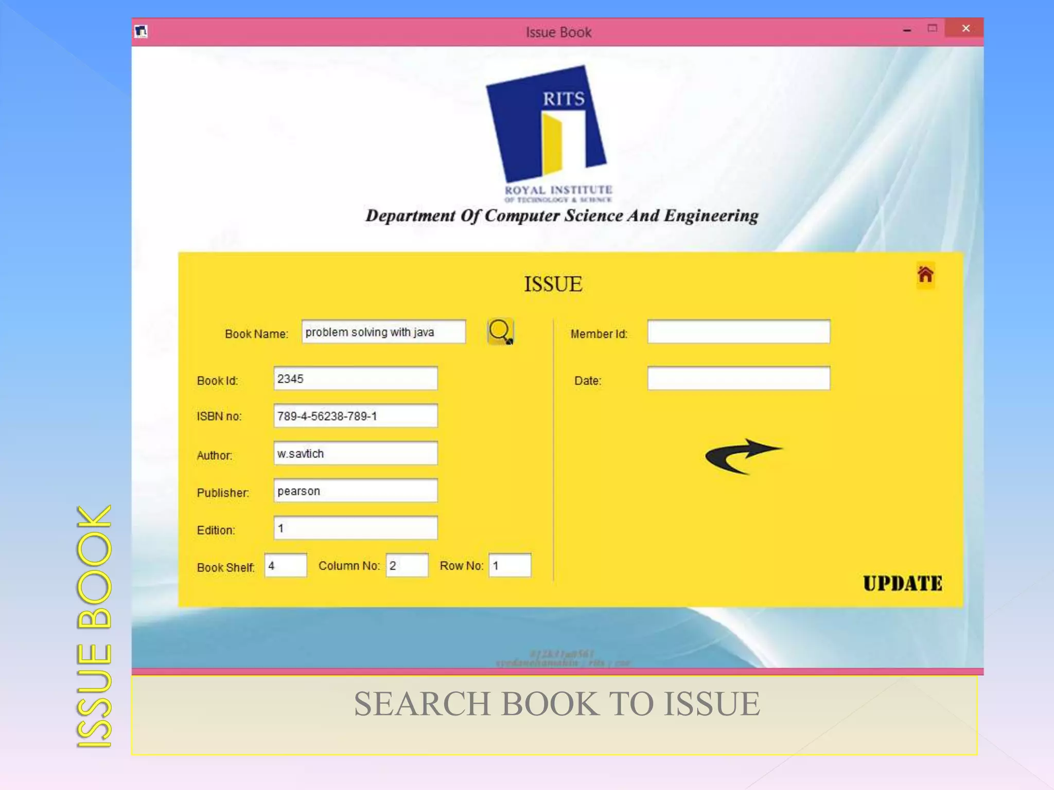 SEARCH BOOK TO ISSUE
