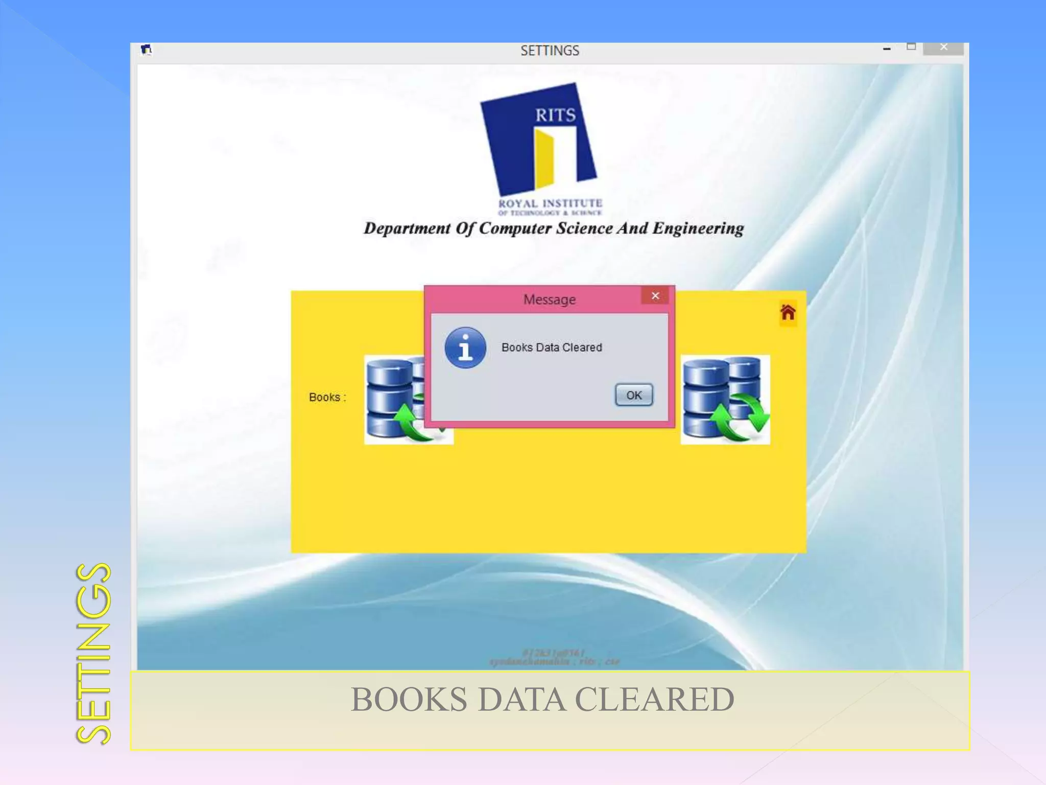 BOOKS DATA CLEARED