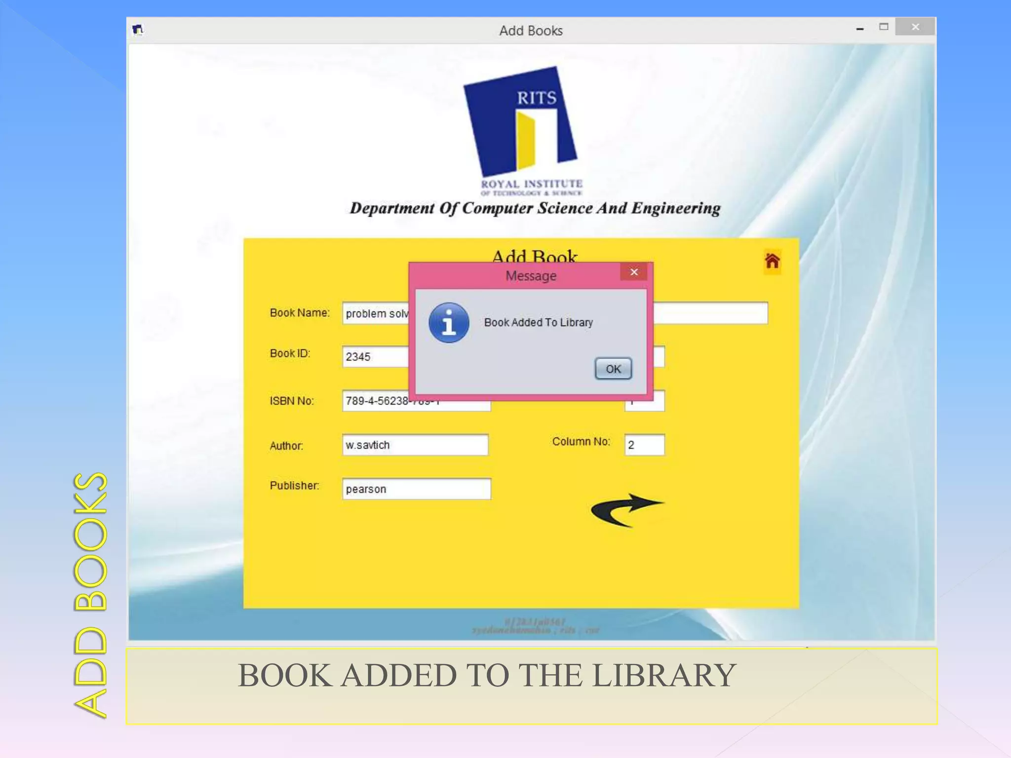 BOOK ADDED TO THE LIBRARY