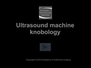 Ultrasound machine knobology Copyright © 2010 Academy of Veterinary Imaging 