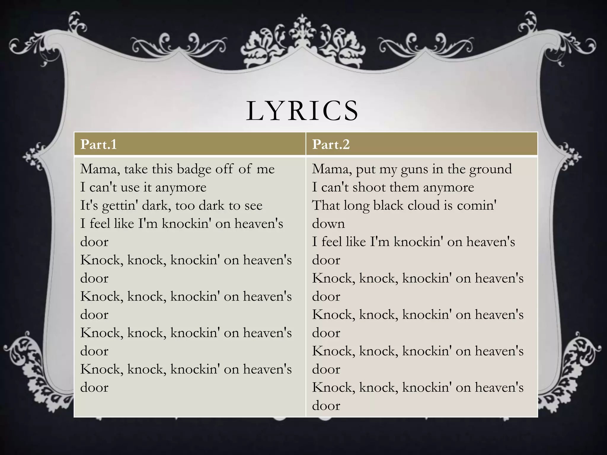 Knockin´ on heaven´s door PPTX