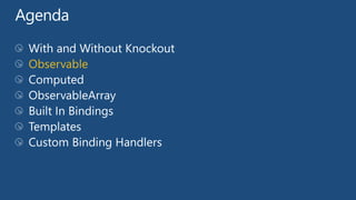 With and Without Knockout
Observable
 