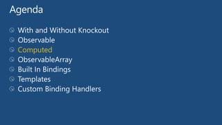 With and Without Knockout
Observable
Computed
 