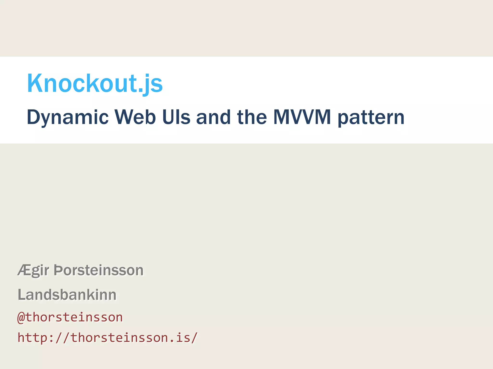 Knockout.js & SignalR | PPT