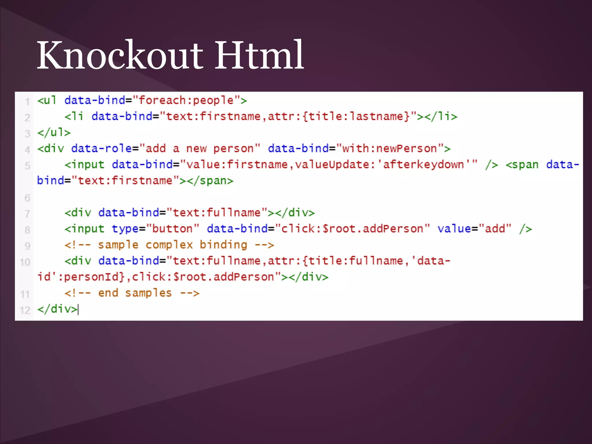 Knockout Html 