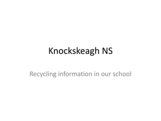 Knockskeagh NS

Recycling information in our school
 