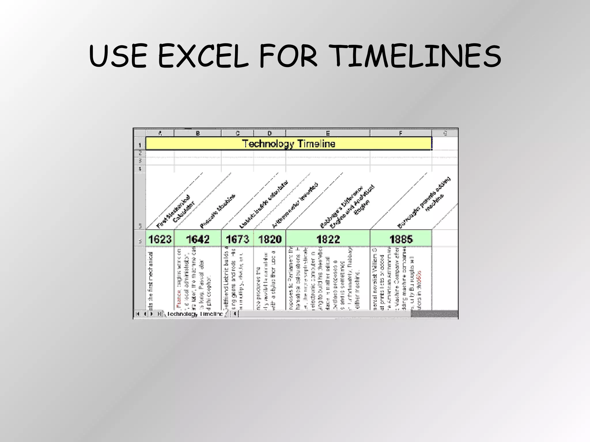 USE EXCEL FOR TIMELINES 