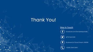 Bouleverd of Good Dream, 89898
+6288 2546 0845
facebook.com/templateparade
@Temparade
Thank You!
Stay in Touch
 