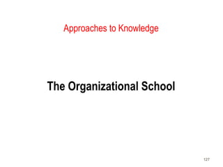 127
Approaches to Knowledge
The Organizational School
 