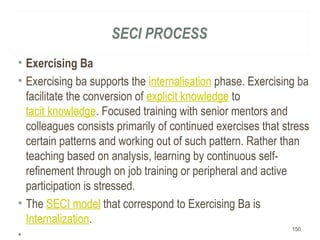 SECI PROCESS
• Exercising Ba
• Exercising ba supports the internalisation phase. Exercising ba
facilitate the conversion o...